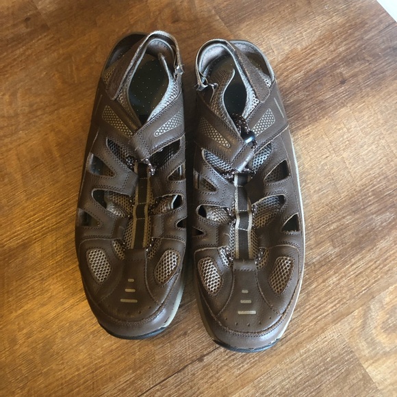 OrthoFeet Bio Fit 593 Men's Brown Leather Sandals Size 14 Medium - Picture 3 of 7